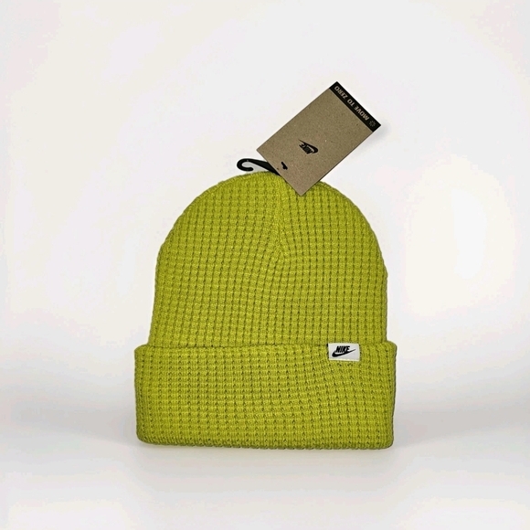 Nike Peak Beanie, Bright Cactus, Waffle Knit Cuffed Cap, New w/Tag - Picture 1 of 6